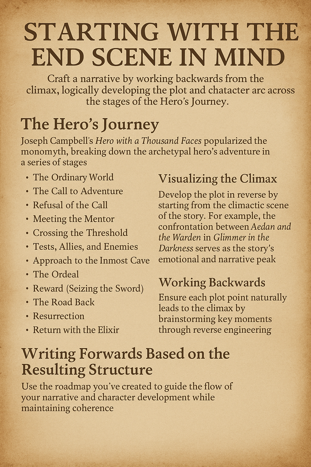 Crafting a Captivating Story by Starting with the End Scene in Mind: Lessons from&nbsp;Glimmer in the Darkness