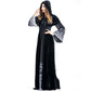 Women Halloween Cosplay Costume Vintage Witch Long Sleeve Maxi Dress