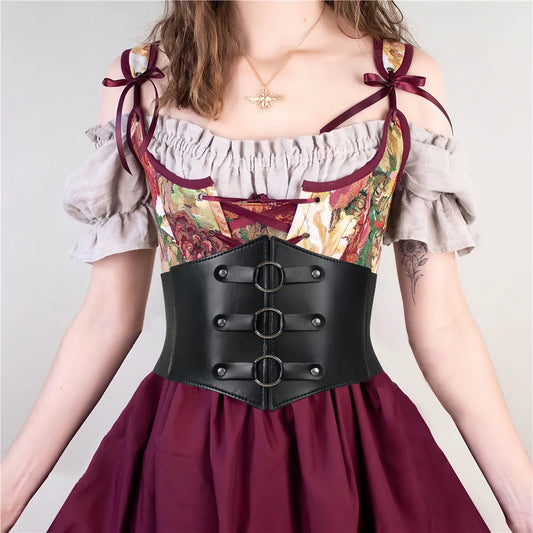 Medieval Corset Belt Waistband Women Steampunk PU Leather Harness Body Belt Anime Cosplay Viking Pirate Girdle Accessories