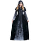 Women Halloween Cosplay Costume Vintage Witch Long Sleeve Maxi Dress