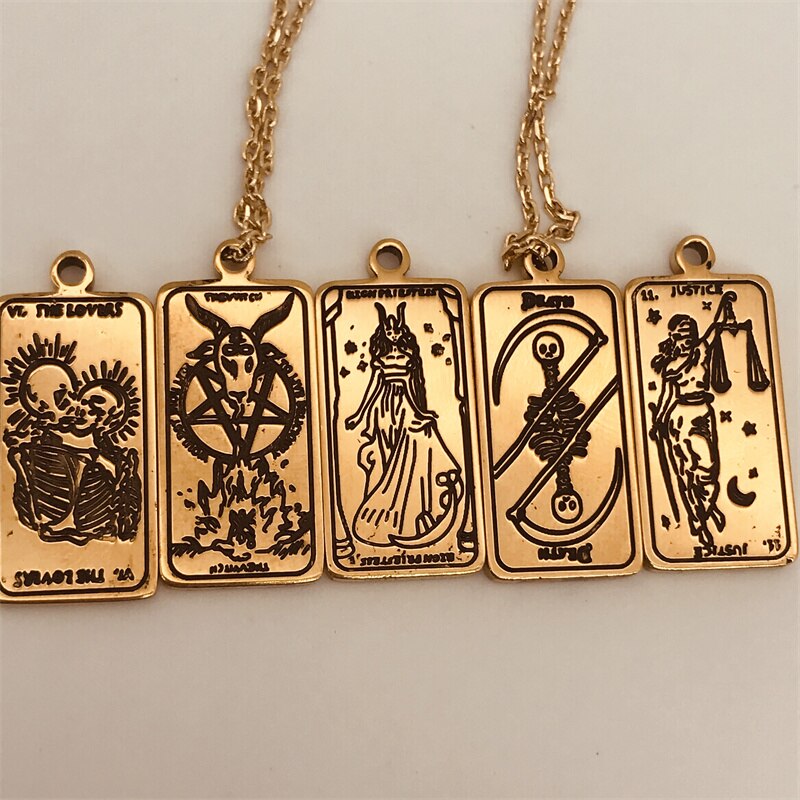 Vintage totem vettaro witch Stainless Steel Pendant Necklace diviner jewelry clavicle chain