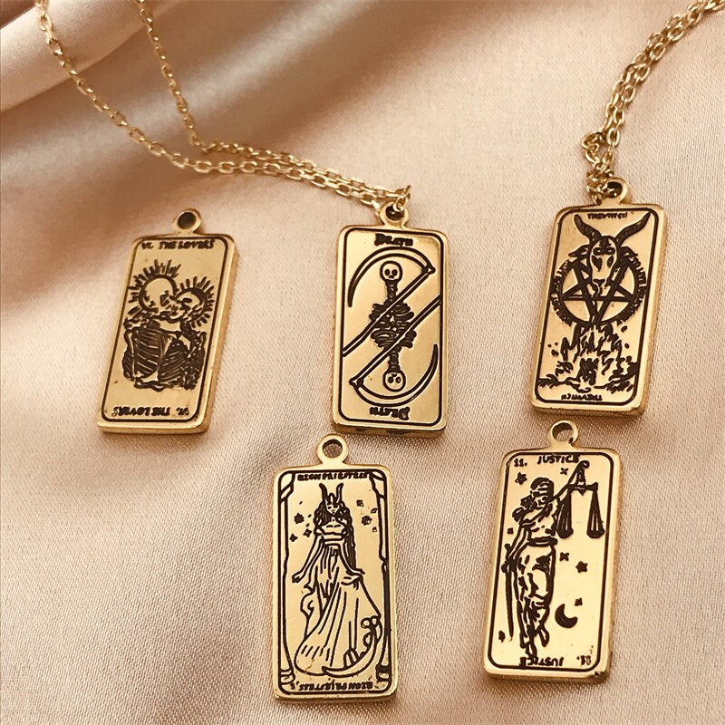 Vintage totem vettaro witch Stainless Steel Pendant Necklace diviner jewelry clavicle chain