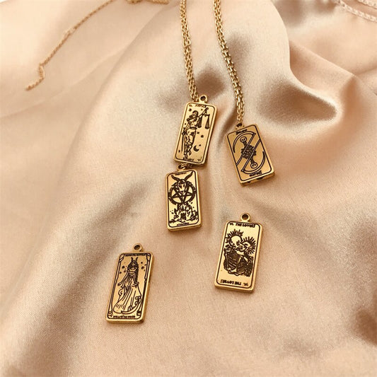 Vintage totem vettaro witch Stainless Steel Pendant Necklace diviner jewelry clavicle chain