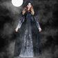 Women Halloween Cosplay Costume Vintage Witch Long Sleeve Maxi Dress