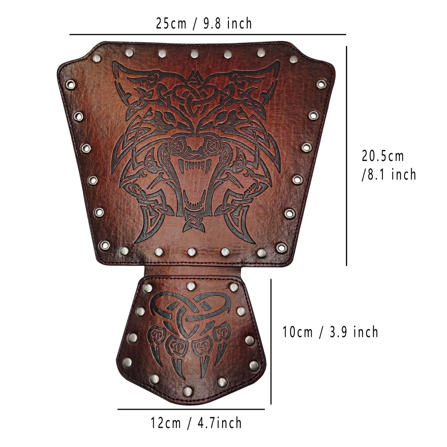 Medieval Viking Leather Wrist Guards Wolf Head Embossed