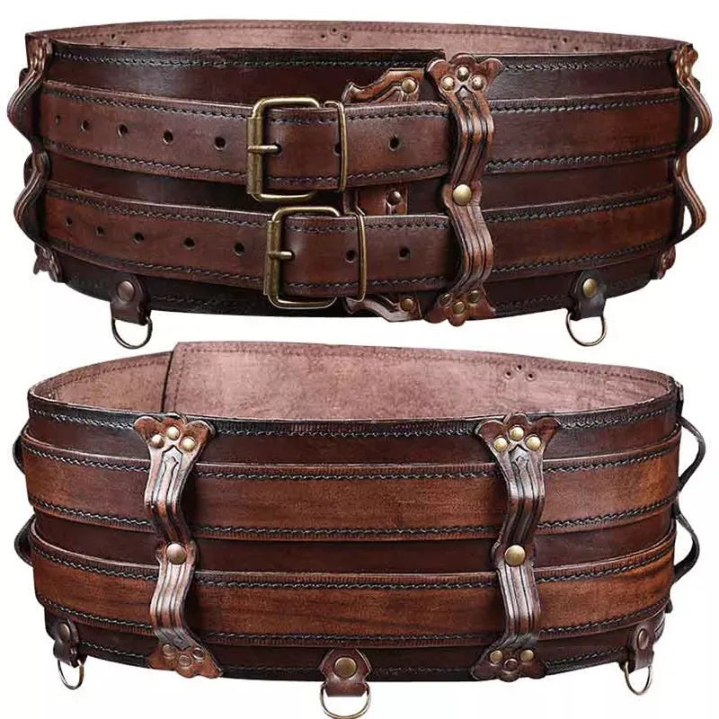 Medieval Leather Wide Belt Norse Celtic Warrior Knight Waistband