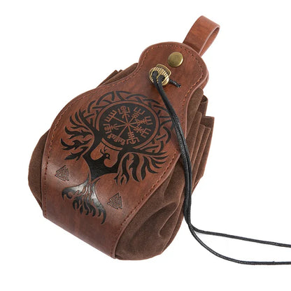 Medieval Viking Pouch Bag  Hangable Belt Dice Bag Retro PU Leather Drawstring Bag Coin Purse LARP Medieval Cosplay Accessories