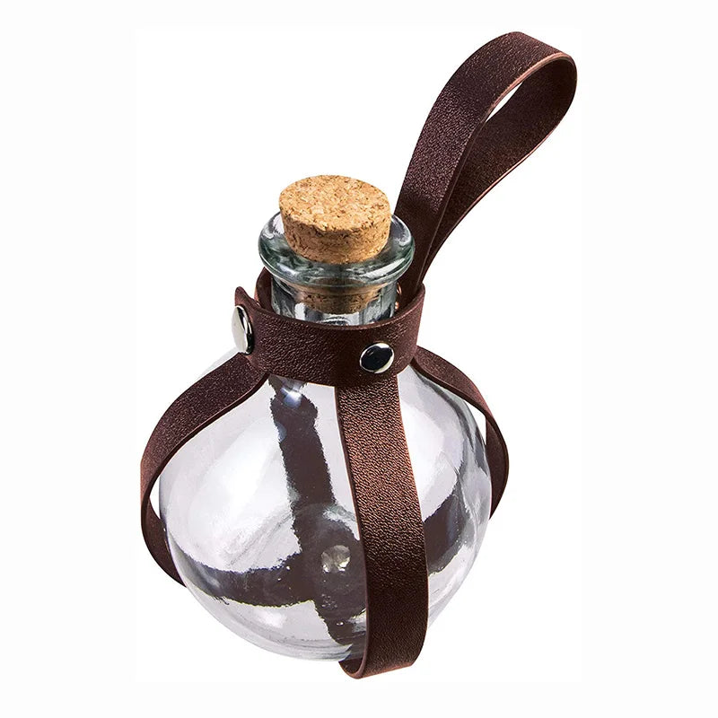 Medieval Wizard Witch Dark Magic Cork Potion Glass Bottle Holder Steampunk Alchemist Healer Larp Cosplay Costume Belt Accessory