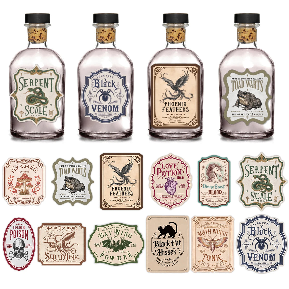 Creepy Halloween Potion Bottle Labels