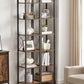 Small 6-Tier Industrial Bookshelf, Rustic Brown, Black