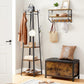 VASAGLE Coat Rack Stand with 3 Shelves Rustic Brown and Black LCR80X