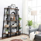 VASAGLE Corner Shelf 5 Tier Industrial Ladder Bookcase Storage Rack with Metal Frame Rustic Brown LLS35X