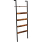 VASAGLE Blanket Ladder Wall-Leaning Rack with Storage Shelf Rustic Brown and Black LLS012B01