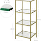 VASAGLE Storage Shelf 4-Tier Tempered Glass Gold LGT029A01