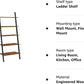 VASAGLE Industrial Ladder Shelf 5-Tier Bookshelf Rack Wall Shelf for Living Room Kitchen Office Stable Steel Leaning Against the Wall Rustic Brown and Black