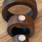 Candle holder set of 3 concentric wooden designed stye