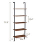 YES4HOMES Industrial Ladder Shelf Wood Wall-Mounted Bookcase Storage Rack Shelves Display