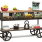 Wooden Kitchen Island Trolley Cart on Wheels with Drawers and 3 Level Storage