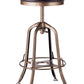 Industrial Wooden Height Adjustable Swivel Bar Stool - French Brass