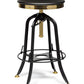 Industrial Wooden Height Adjustable Swivel Bar Stool - Gold Black