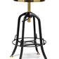 Industrial Wooden Height Adjustable Swivel Bar Stool - Gold Black