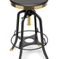 Industrial Wooden Height Adjustable Swivel Bar Stool - Gold Black