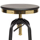 Industrial Wooden Height Adjustable Swivel Bar Stool - Gold Black