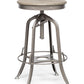 Industrial Height Adjustable Swivel Bar Stool with Oak Wood Top - Grey Finish