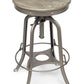 Industrial Height Adjustable Swivel Bar Stool with Oak Wood Top - Grey Finish