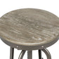 Industrial Height Adjustable Swivel Bar Stool with Oak Wood Top - Grey Finish