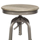 Industrial Height Adjustable Swivel Bar Stool with Oak Wood Top - Grey Finish