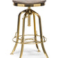 Industrial Height Adjustable Swivel Bar Stool with Oak Wood Top - Gold Finish