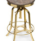 Industrial Height Adjustable Swivel Bar Stool with Oak Wood Top - Gold Finish