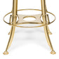 Industrial Height Adjustable Swivel Bar Stool with Oak Wood Top - Gold Finish