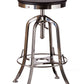 Industrial Wooden Height Adjustable Swivel Bar Stool - Nickel Black