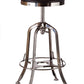 Industrial Wooden Height Adjustable Swivel Bar Stool - Nickel Black