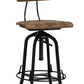 Industrial Wooden Height Adjustable Swivel Bar Stool Chair with Back - Black Rustic