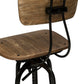 Industrial Wooden Height Adjustable Swivel Bar Stool Chair with Back - Black Rustic