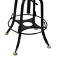 Industrial Wooden Height Adjustable Swivel Bar Stool Chair with Back - Black Rustic