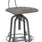 Industrial Swivel Height Adjustable Grey Oak Wood Bar Stool Chair with Back