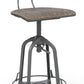 Industrial Swivel Height Adjustable Grey Oak Wood Bar Stool Chair with Back