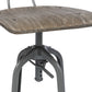 Industrial Swivel Height Adjustable Grey Oak Wood Bar Stool Chair with Back