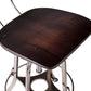 Industrial Wooden Height Adjustable Swivel Bar Stool Chair with Back - Nickel Black