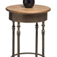 Wooden Round Side Table with Finial Legs in Dark French Brass Finish