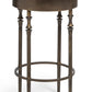 Wooden Round Side Table with Finial Legs in Dark French Brass Finish