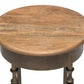 Wooden Round Side Table with Finial Legs in Dark French Brass Finish