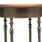 Wooden Round Side Table with Finial Legs in Dark French Brass Finish