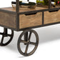 Industrial Style Wooden Bar Cart Drinks Trolley Station with Wine Bottle Rack