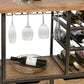 Industrial Style Wooden Bar Cart Drinks Trolley Station with Wine Bottle Rack