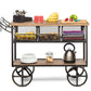 Retro Wooden Kitchen Island Trolley on Wheels with Storage Drawers